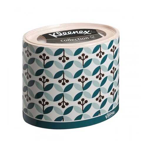 Бумажные салфетки для лица Kleenex круглая коробка зеленые листочки 3 слоя 64 шт в Фикс Прайс