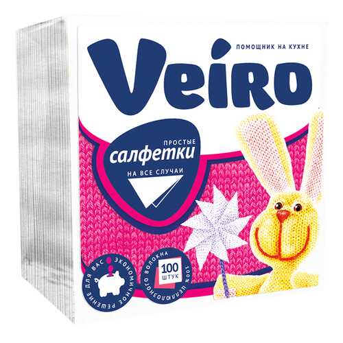Салфетка Veiro бумажные однослойные белые 24x24 100 шт в Фикс Прайс