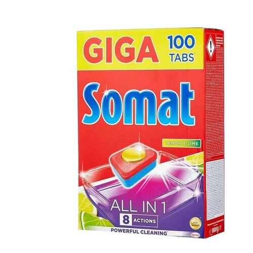 Таблетки для пмм Somat All in One лимон-лайм 100 шт в Фикс Прайс