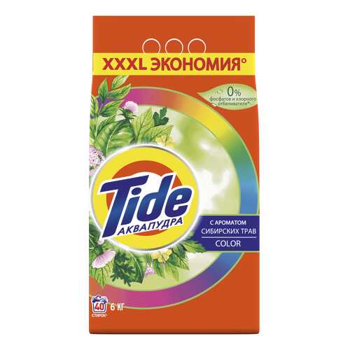 Стиральный порошок tide автомат 6 кг аквапудра color сибирские травы 8001841509587 606544 в Фикс Прайс