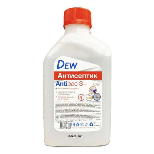 Антисептик Dew Аntibac S+ 8 часов для рук и поверхностей спиртосодержащий 900 мл в Фикс Прайс