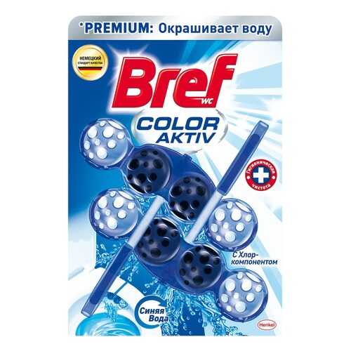 Средство чистящее для унитаза Bref Color Aktiv с хлор-компонентом 2шт*50г в Фикс Прайс