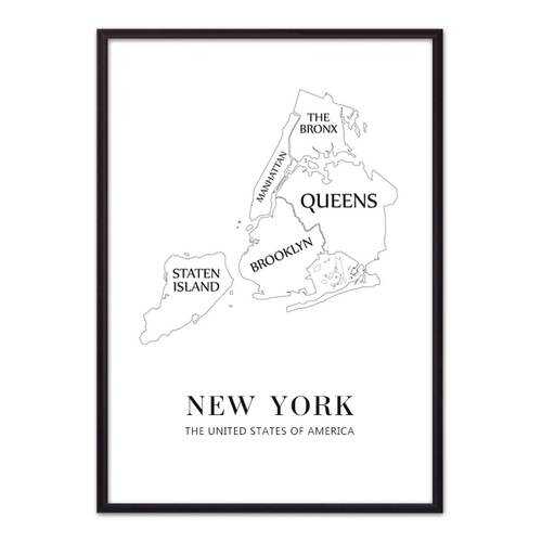 Постер в рамке New York карта 50х70 см в Фикс Прайс