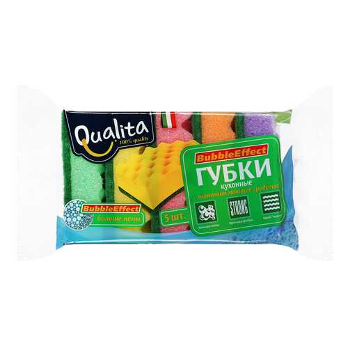 Губки Qualita Bubble effect для посуды 5 шт в Фикс Прайс