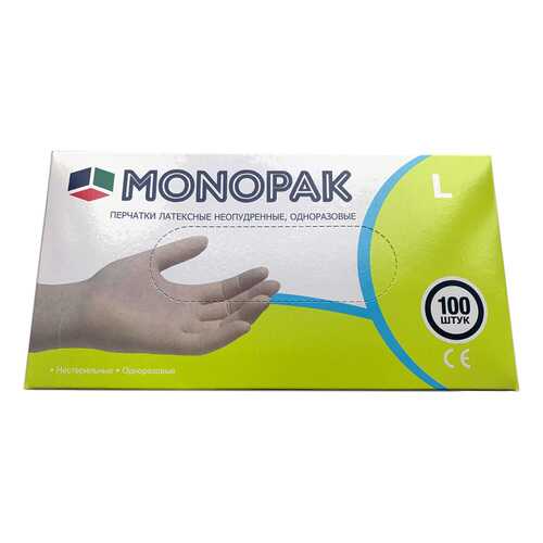 Перчатки Monopak виниловые неопудренные белые L 100 шт 50 пар в Фикс Прайс