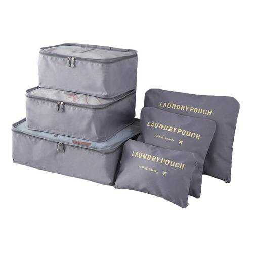 Набор для путешествий и хранения Laundry pouch из 6 сумок органайзеров серый в Фикс Прайс