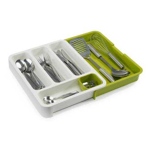 Раздвижной лоток под столовые приборы Expandable cutlery tray зеленый в Фикс Прайс