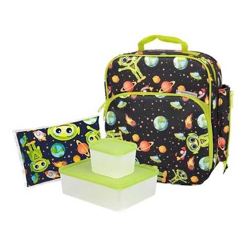 Сумка для ланча + 2 ланч-бокса + охлаждающий пакет Lunch Box Kit (ALIEN) в Фикс Прайс