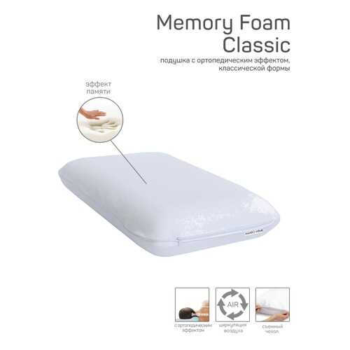 Подушка AMARO HOME Memory Foam Classic 60х40х12 см. в Фикс Прайс